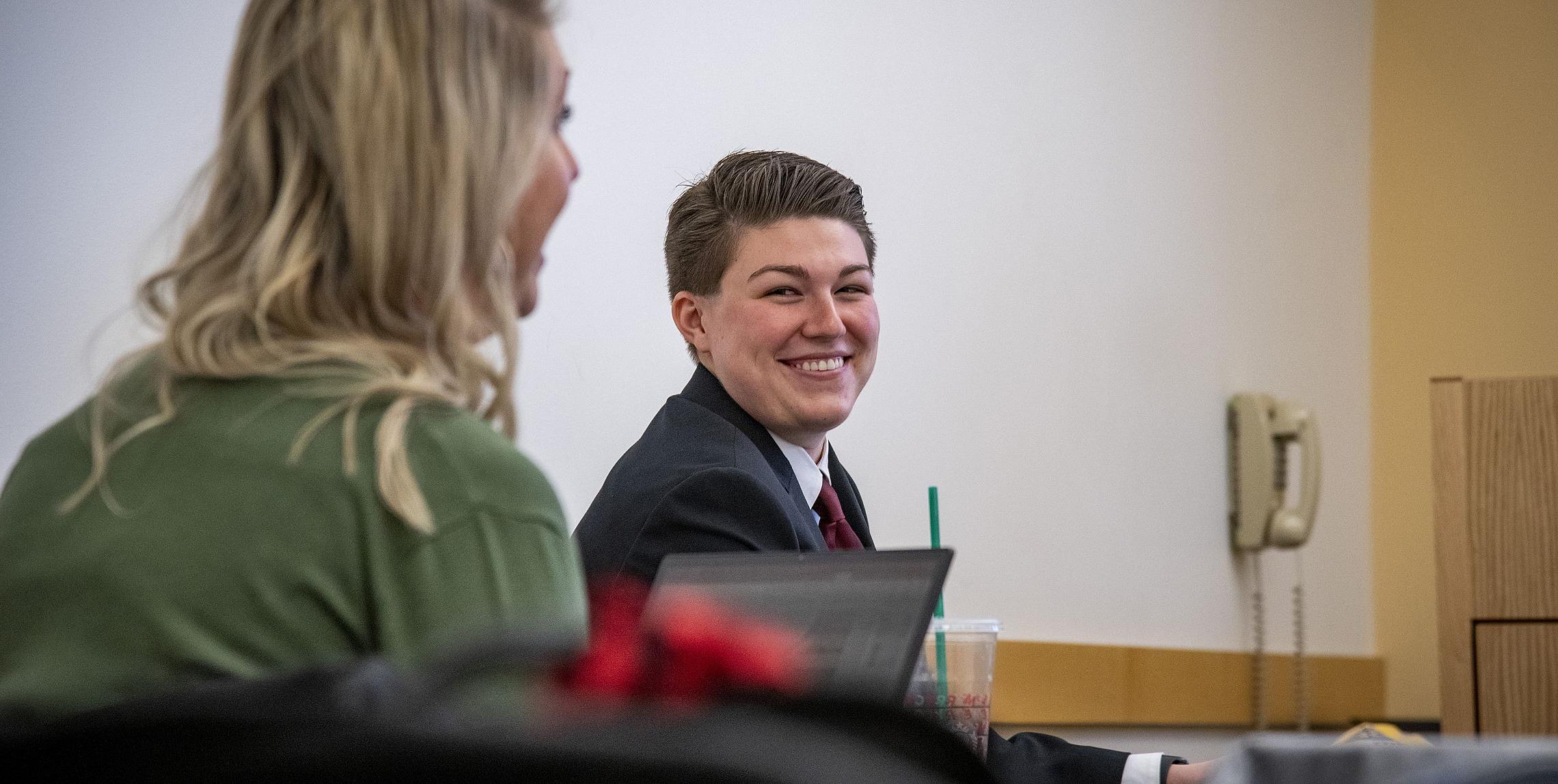 Students listen in a lecture in a BDI class. 